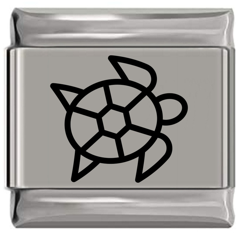 Turtle Swimming Laser Engraved Italian Charm (9mm Standard Size)