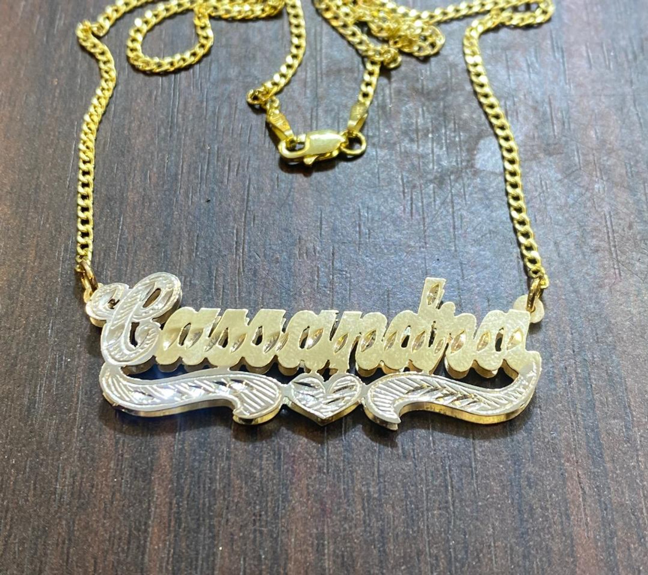 Custom Name Necklace Personalized for Women Double Plated Name Necklace  with Heart 14k Gold Customized Name Pendant Hip Hop Two Tone Name Plate  Necklaces for Men Girls (Necklace A) | Amazon.com