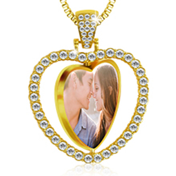 Double Sided Heart Rhinestone Necklace