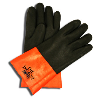 5312J OIL DEMON  BLACK/ORANGE DOUBLE DIPPED PVC  SANDY FINISH  JERSEY LINED  12-INCH Cordova Safety Products