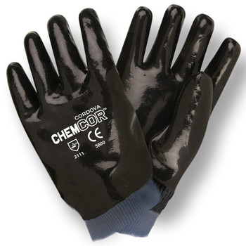 5800 CHEM-COR  BLACK SUPPORTED NEOPRENE  SMOOTH FINISH  JERSEY LINED  KNIT WRIST Cordova Safety Products