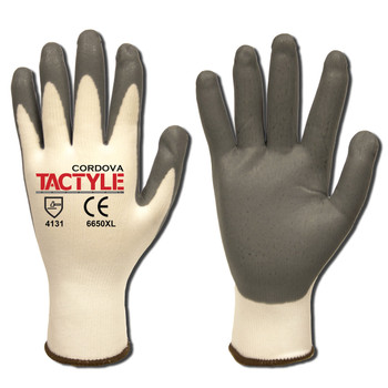 6650XXL TACTYLE /13-GAUGE  WHITE NYLON SHELL  GRAY FOAM NITRILE PALM COATING Cordova Safety Products