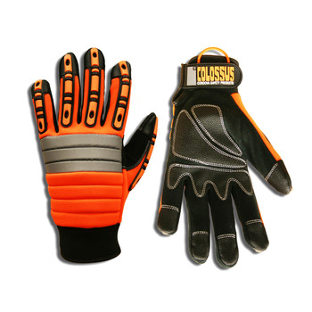 7745-2XL COLOSSUS  ORANGE SPANDEX BACK  FOAM METACARPAL PADDING  TPR PROTECTORS  BLACK SYNTHETIC LEATHER PALM  PVC PALM REINFORCEMENTS  HOOK & LOOP CLOSURE Cordova Safety Products