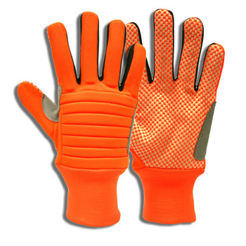 7747-2XL COLOSSUS III  HI-VIS ORANGE SPANDEX BACK  FOAM METACARPAL PADDING  CANVAS PALM WITH ORANGE PVC DOTS  REINFORCED THUMB CROTCH  NYLON KNIT WRIST Cordova Safety Products