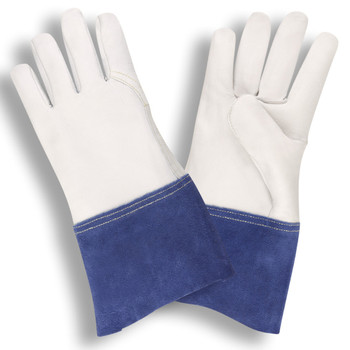 8530XL PREMIUM GRAIN GOATSKIN MIG-TIG  4-INCH BLUE SPLIT COWHIDE GAUNTLET CUFF  KEVLAR SEWN Cordova Safety Products