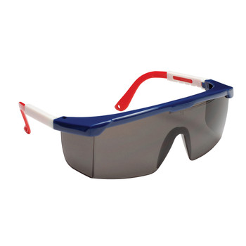 EJNWR20S RETRIEVER  RED  WHITE & BLUE FRAME  GRAY LENS WITH INTEGRATED SIDE SHIELDS  ADJUSTABLE TEMPLES Cordova Safety Products