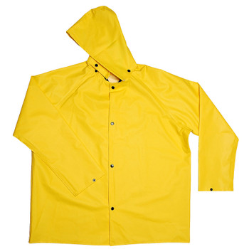 R8022FRJM DEFIANCE FR  .28 MM PVC/NYLON/PVC  YELLOW 2-PIECE RAIN JACKET  LIMITED FLAME RESISTANT  STORM FLY FRONT WITH SNAP BUTTONS  DETACHABLE HOOD Cordova Safety Products