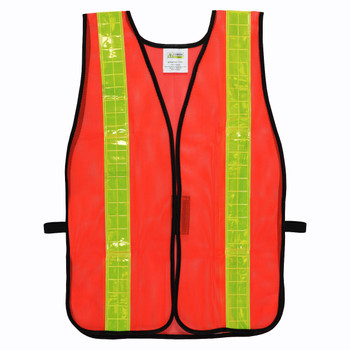 V120L GENERAL PURPOSE  NON-RATED  ORANGE MESH VEST  HOOK & LOOP CLOSURE  2-INCH LIME REFLECTIVE TAPE Cordova Safety Products