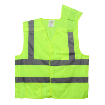 VB231PM CLASS II  5-POINT BREAKAWAY VEST  LIME MESH  ONE OUTSIDE POCKET  ONE INSIDE POCKET WITH HOOK & LOOP CLOSURE  2-INCH SILVER REFLECTIVE TAPE Cordova Safety Products