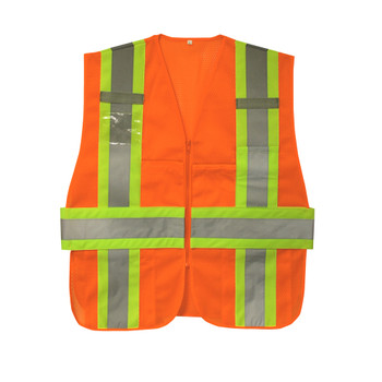 VS290PS/XL CLASS II  ORANGE MESH EXPANDABLE VEST  TWO-TONE CONTRASTING TRIM/REFLECTIVE STRIPES  MULTIPLE POCKETS  DUAL MIC TABS  BADGE HOLDER Cordova Safety Products