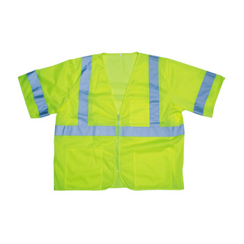 V30012XL COR-BRITE  CLASS III  LIME MESH VEST  ZIPPER CLOSURE  2-INCH SILVER REFLECTIVE TAPE  POCKETS/TWO INSIDE LOWER  ONE OUTSIDE LOWER  CHEST WITH 4-DIVISION PEN POCKET Cordova Safety Products