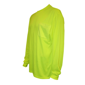 V141M COR-BRITE  NON-RATED  LIME BIRDSEYE MESH T-SHIRT  LONG SLEEVES  CHEST POCKET Cordova Safety Products