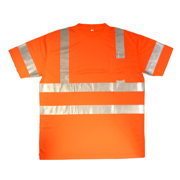 V430M COR-BRITE  CLASS III  ORANGE BIRDSEYE MESH T-SHIRT  SHORT SLEEVES  CHEST POCKET  2-INCH SILVER REFLECTIVE TAPE Cordova Safety Products