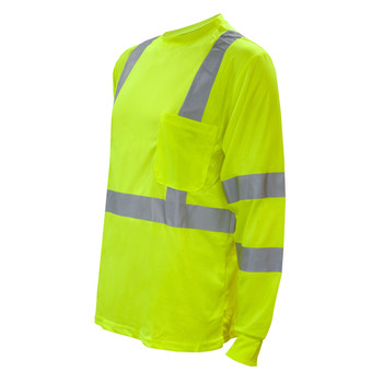 V5112XL COR-BRITE  CLASS III  LIME BIRDSEYE MESH T-SHIRT  LONG SLEEVES  CHEST POCKET  2-INCH SILVER REFLECTIVE TAPE Cordova Safety Products