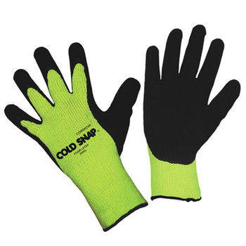 3999L COLD SNAP   7-GAUGE  HI-VIS GREEN  BRUSHED  LOOP-IN  ACRYLIC TERRY SHELL  BLACK FOAM LATEX PALM COATING Cordova Safety Products