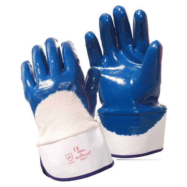 6960S BRAWLER  PREMIUM DIPPED NITRILE  PALM COATED  JERSEY LINED  SAFETY CUFF  SANITIZED Cordova Safety Products