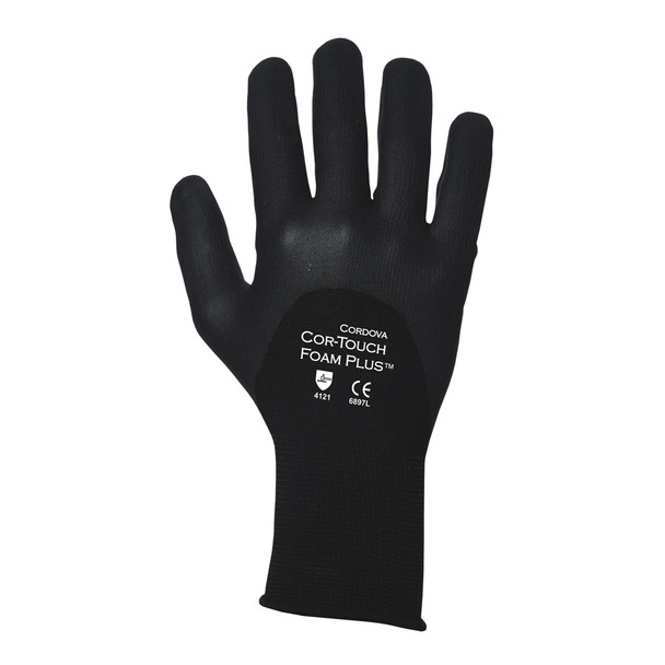 6897L COR-TOUCH FOAM PLUS   13-GAUGE  BLACK NYLON SHELL  3/4 BLACK MICRO-FOAM NITRILE COATING Cordova Safety Products