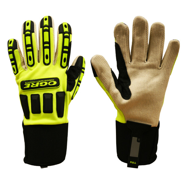 7720XXL OGRE   LIME GREEN SPANDEX BACK  CORDED CANVAS PALM  TPR PROTECTORS  NEOPRENE CUFF Cordova Safety Products