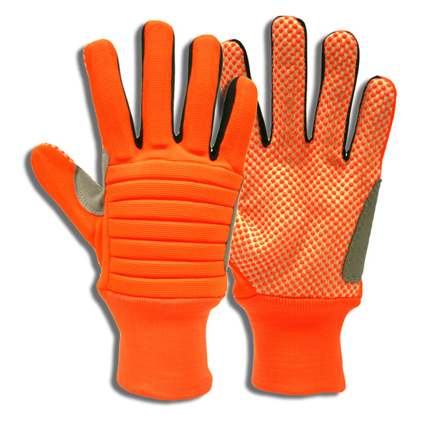 7747L COLOSSUS III  HI-VIS ORANGE SPANDEX BACK  FOAM METACARPAL PADDING  CANVAS PALM WITH ORANGE PVC DOTS  REINFORCED THUMB CROTCH  NYLON KNIT WRIST Cordova Safety Products