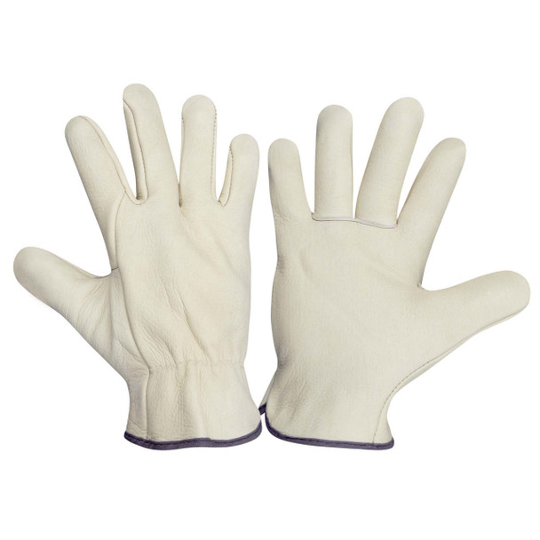 1200L SELECT GRAIN COWHIDE DRIVER  UNLINED  SHIRRED ELASTIC BACK  SEAMLESS FOREFINGER  WING THUMB Cordova Safety Products