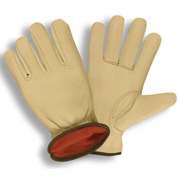 8240XL PREMIUM GRAIN COWHIDE DRIVER  RED FLEECE LINED  SHIRRED ELASTIC BACK  KEYSTONE THUMB                                                               Cordova Safety Products