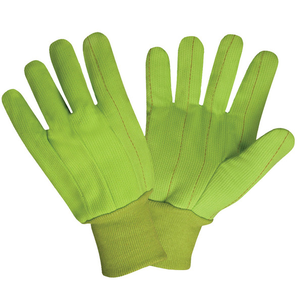 2830CD HI-VIS YELLOW DOUBLE PALM  100% COTTON CORDED CANVAS  YELLOW KNIT WRIST Cordova Safety Products