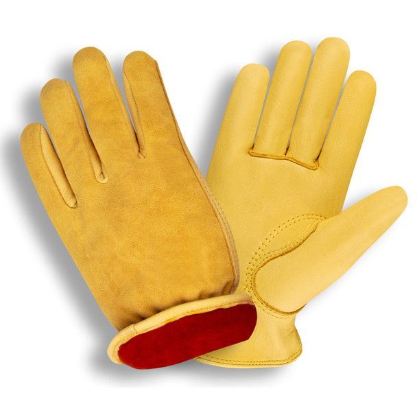 9060S SELECT GRAIN DEERSKIN DRIVER  RED FLEECE LINED  SHIRRED ELASTIC BACK  KEYSTONE THUMB Cordova Safety Products