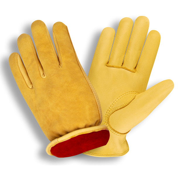 9060M SELECT GRAIN DEERSKIN DRIVER  RED FLEECE LINED  SHIRRED ELASTIC BACK  KEYSTONE THUMB Cordova Safety Products