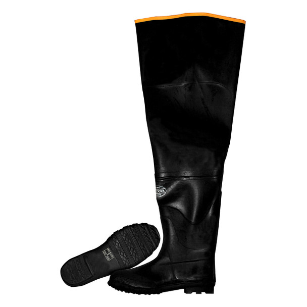 BH-10 BLACK HIP BOOT WITH ADJUSTABLE STRAPS  PLAIN TOE  COTTON LINED  32-INCH LENGTH  SIZE 10 Cordova Safety Products