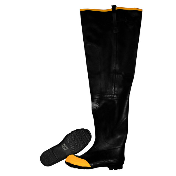 BHS-08 BLACK HIP BOOT WITH ADJUSTABLE STRAPS  STEEL TOE & SHANK  COTTON LINED  36-INCH LENGTH  SIZE 8 Cordova Safety Products