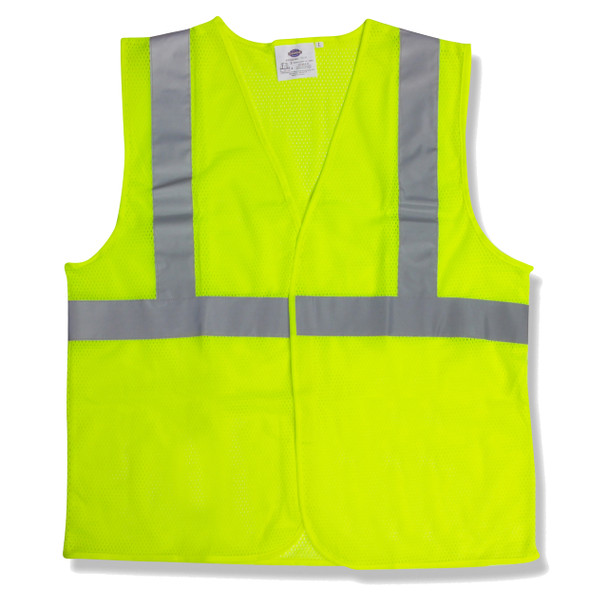 V211P2XL CLASS II  LIME MESH VEST  HOOK & LOOP CLOSURE  2-INCH SILVER REFLECTIVE TAPE Cordova Safety Products