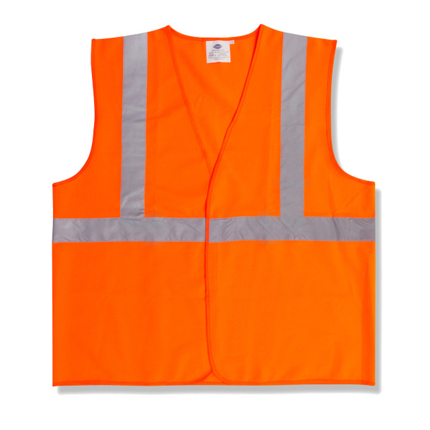 V2202XL CLASS II  ORANGE SOLID FABRIC VEST  HOOK & LOOP CLOSURE  2-INCH SILVER REFLECTIVE TAPE Cordova Safety Products