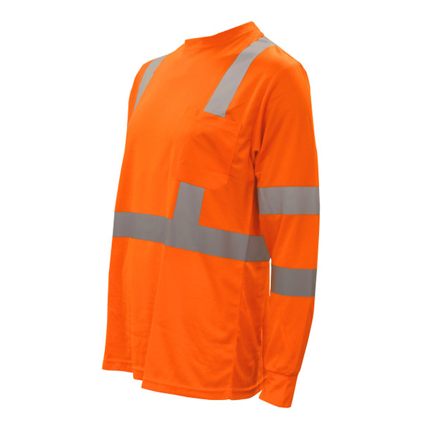 V5105XL COR-BRITE  CLASS III  ORANGE BIRDSEYE MESH T-SHIRT  LONG SLEEVES  CHEST POCKET  2-INCH SILVER REFLECTIVE TAPE Cordova Safety Products