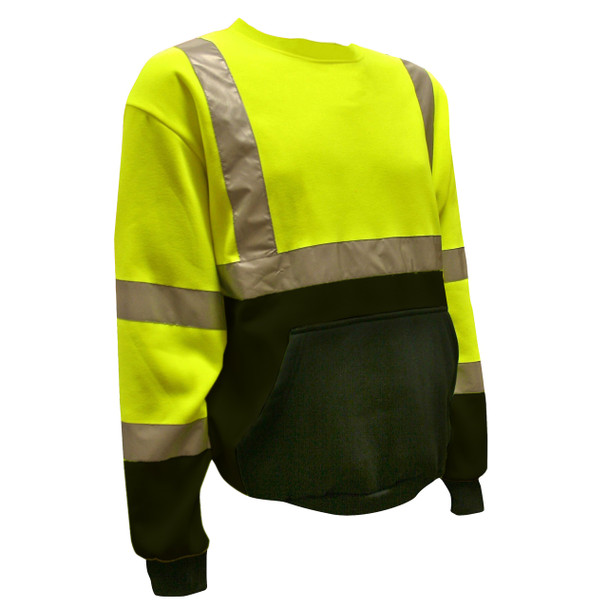 SS101-4XL COR-BRITE  CLASS III LIME CREW NECK SWEATSHIRT  300 GRAM POLYESTER FLEECE  BLACK POUCH POCKET  FRONT PANEL AND FOREARMS Cordova Safety Products