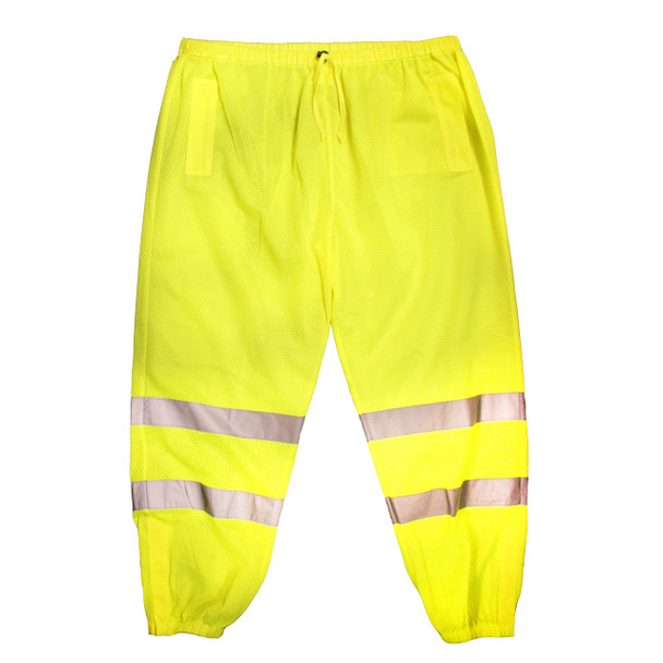 P101S/M COR-BRITE  CLASS E  LIME MESH PANTS  2-INCH SILVER REFLECTIVE TAPE  ELASTIC WAIST WITH DRAWSTRING AND BARREL CLOSURE  HOOK & LOOP ANKLE CLOSURES  BACK POCKET  Cordova Safety Products