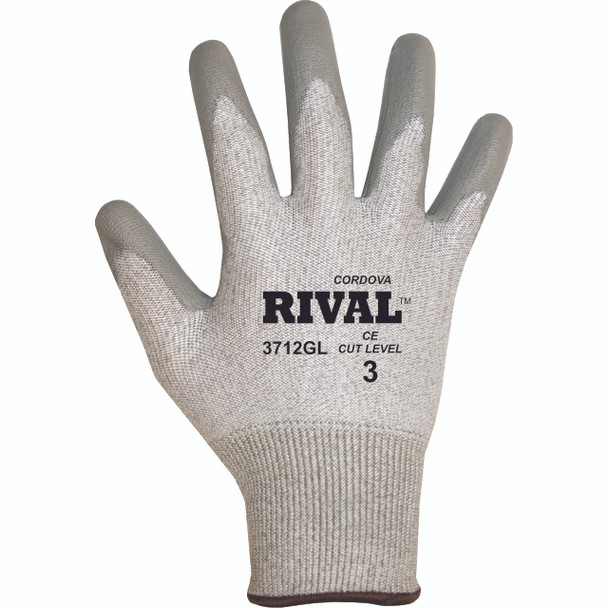 3712GXL RIVAL  LIGHT GRAY 13-GAUGE HPPE SHELL  GRAY POLYURETHANE PALM COATING Cordova Safety Products