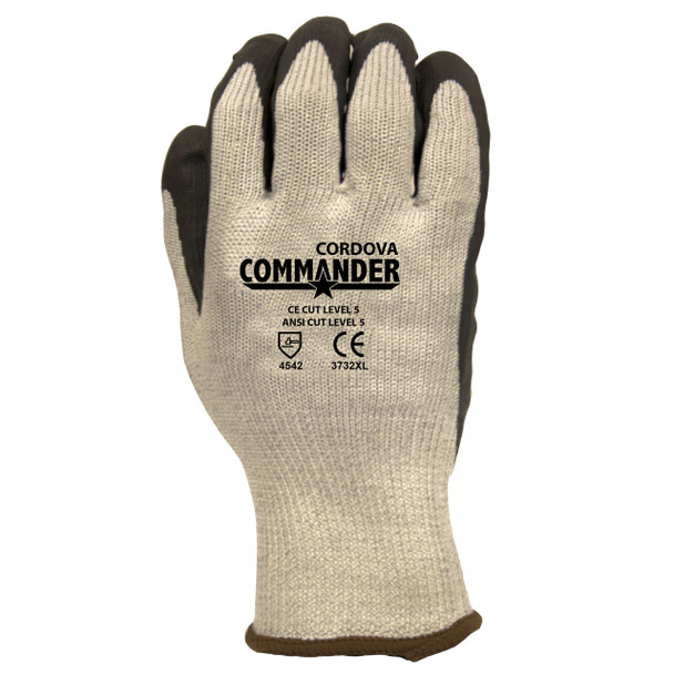 3732S COMMANDER  10-GAUGE  HPPE/GLASS/STEEL SHELL  BLACK FOAM NITRILE PALM COATING  ANSI CUT LEVEL 5 Cordova Safety Products