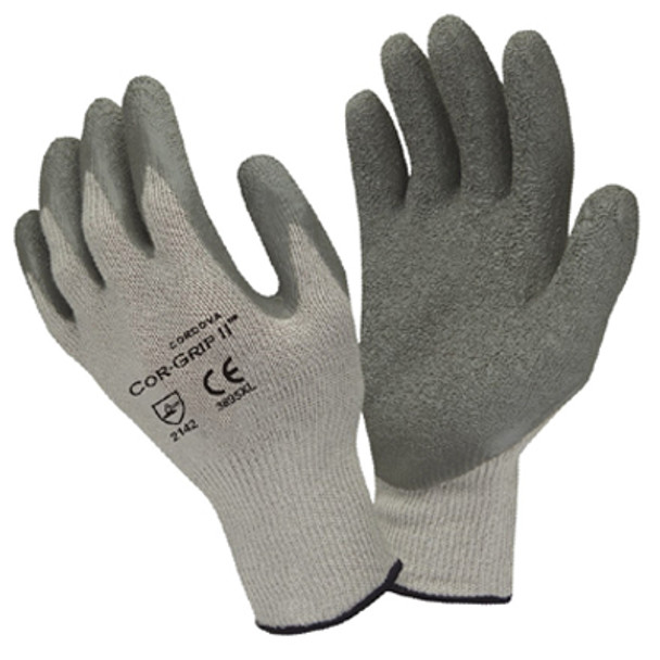 3895S COR-GRIP II   10-GAUGE  GRAY POLY/COTTON SHELL  GRAY LATEX PALM COATING Cordova Safety Products