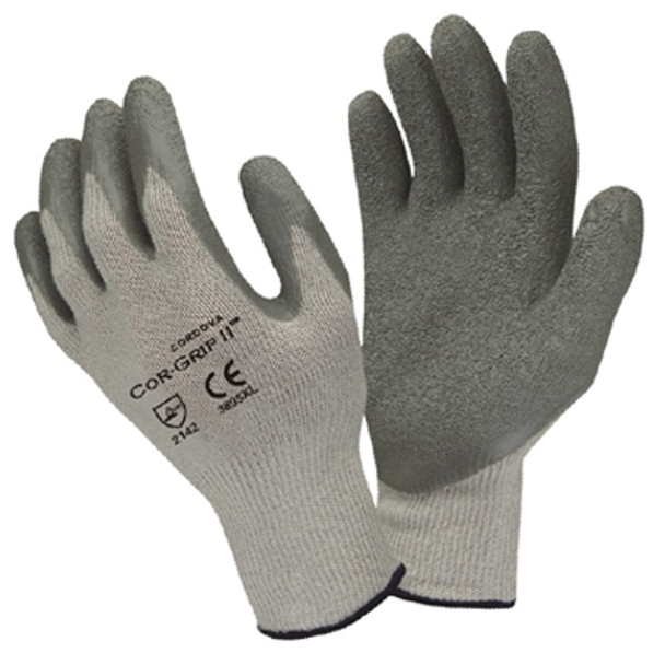 3895XL COR-GRIP II   10-GAUGE  GRAY POLY/COTTON SHELL  GRAY LATEX PALM COATING Cordova Safety Products