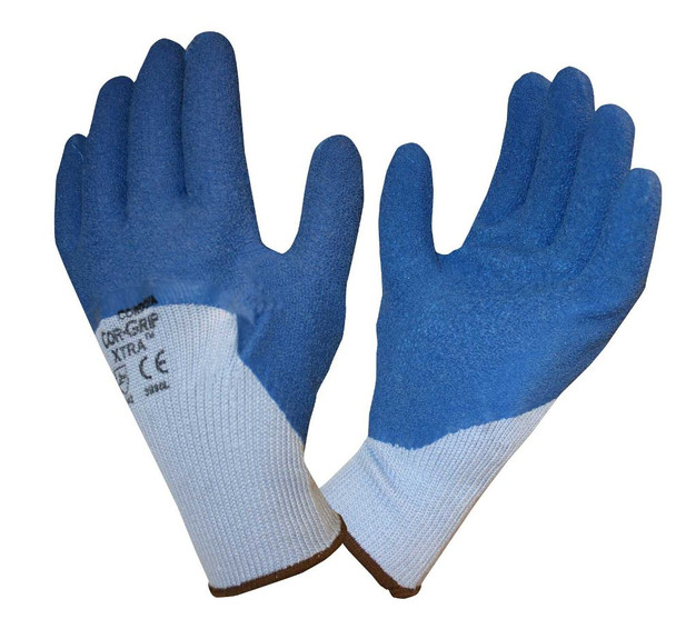 3996XL COR-GRIP XTRA   10-GAUGE  GRAY POLY/COTTON SHELL  3/4 BLUE LATEX PALM COATING Cordova Safety Products