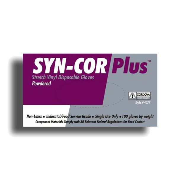 4077S SYN-COR PLUS  STRETCH VINYL  INDUSTRIAL GRADE  POWDERED Cordova Safety Products