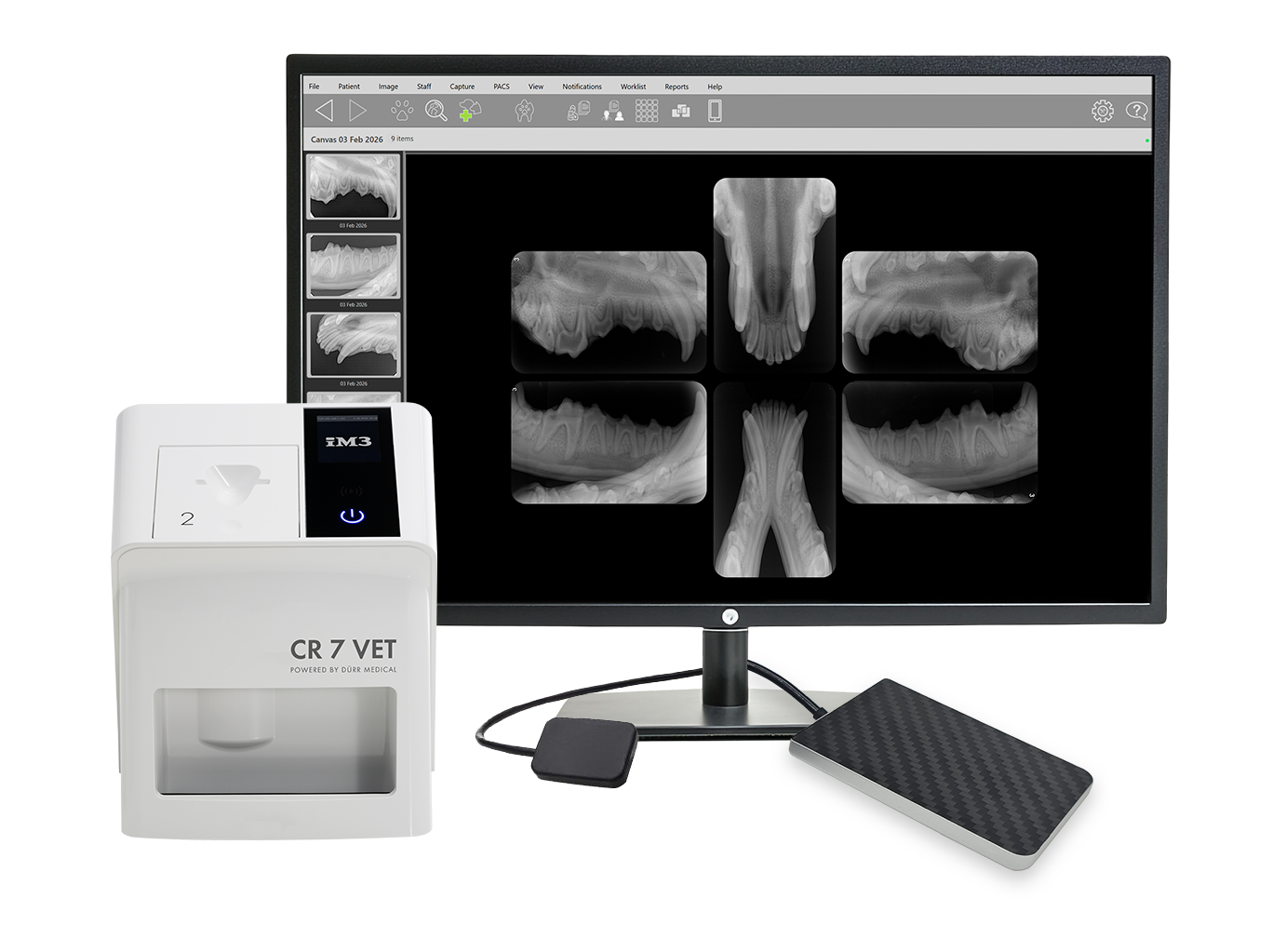 Multi-device dental imaging compatibility diagram CR DR PACS