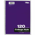 TOPS 3 - subject College Ruled Notebook - Letter - 120 Sheets - Wire Bound - Letter - 8 1/2" x 11" Sheet Size - 0.25" Height x 8.5" Width x 11" Length - Assorted Paper - Black, Red, Blue, Green, Purple Cover - Divider, Perforated - 1 Each