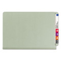 End Tab Pressboard Classification Folders With Safeshield Coated Fasteners, 1 Divider, Legal Size, Gray-green, 10/box
