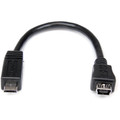 StarTech.com 6in Micro USB to Mini USB Adapter Cable M/F - 1 x 5-pin Mini USB Type B - Female - 1 x 5-pin Micro USB Type B - Male - Nickel Connector - Black - 1 Each