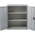 Lorell Fortress Series Storage Cabinet - 36" Width x 18" Depth x 42" Height - 3 x Shelf(ves) - Recessed Locking Handle, Hinged Door, Durable, Sturdy, Adjustable Shelf - Light Gray - Powder Coated - Steel - Recycled