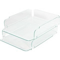 Lorell Stacking Document Trays - Desktop - Durable, Lightweight, Non-skid, Stackable - Clear, Green - Acrylic - 2 / Set