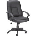 Lorell Managerial Mid-back Chair - Black Frame Color - 5-star Base - Black - Bonded Leather - 1 Each