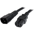 StarTech.com 6 ft 14 AWG Computer Power Cord - IEC C14 to IEC C15 - For PDU, Server, Desktop Computer, Monitor, Printer - 250 V AC / 15 A - Black - 6 ft Cord Length - IEC 60320 C14 / IEC 60320 C15 - 1 Each