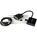 StarTech.com DVI-D to VGA Active Adapter Converter Cable - 1920x1200 - 1 x 25-pin DVI-D Digital Video - Male - 1 x 15-pin HD-15 - Female, 1 x 5-pin Micro USB Type B - Female - Black - 1 Each